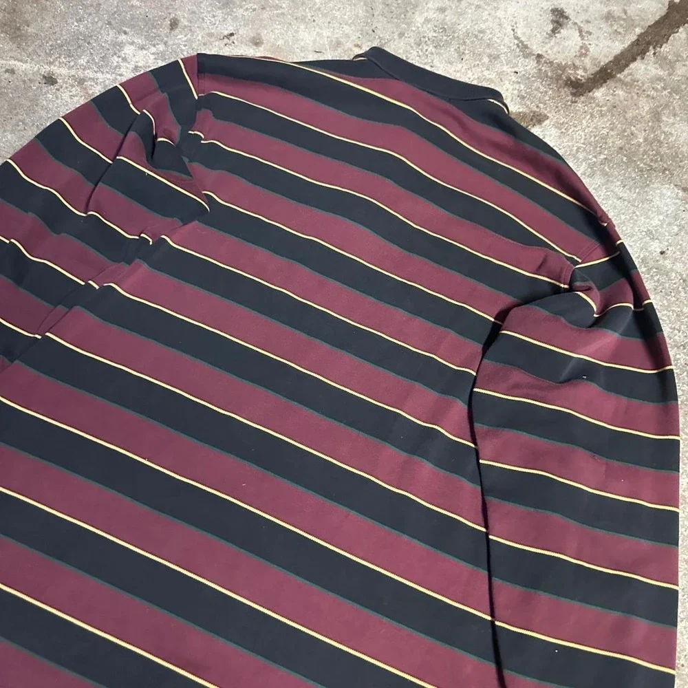 Polo Ralph Lauren long sleeve maroon black striped polo shirt Size Large